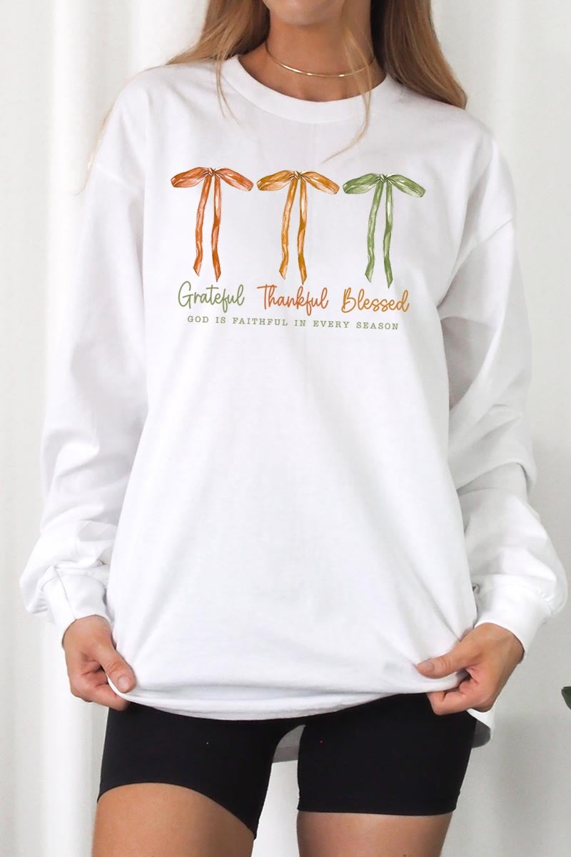 UL240P-E3111 Grateful Thankful Blessed Plus Long Sleeve Tee $17