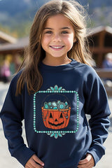 UL180B-E3140Z Halloween turquoise pumpkin Kids Sweatshirt $20
