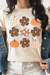 US3001P-E3117 Pumpkins & Flowers Fall Graphic Plus Tee $16