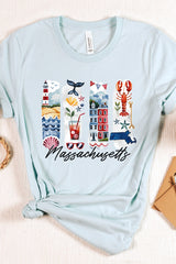 US3001-E3061MA Massachusetts State Brushstroke Graphic Tee $12.5