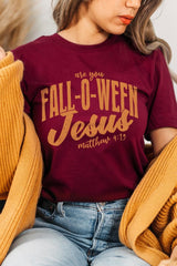 US3001-E3143 Are You Fall O Ween Jesus Graphic Tee $12.5