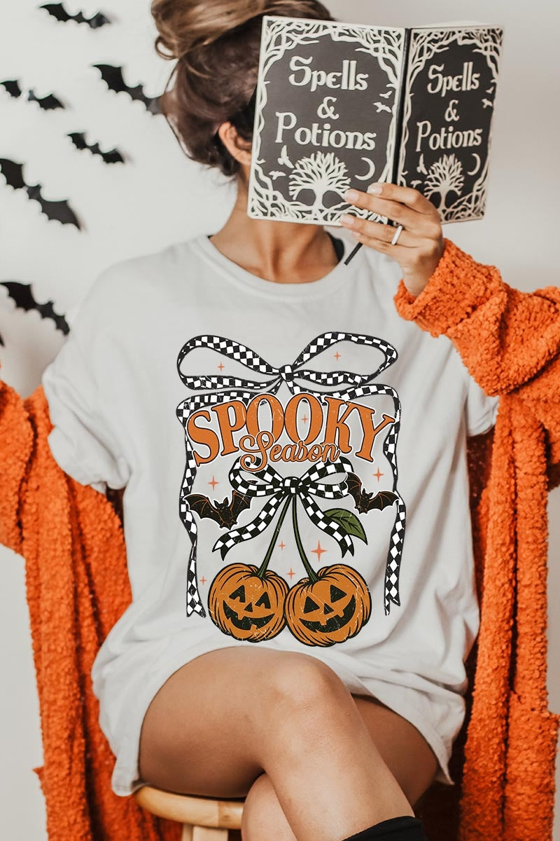 US3001-E3085 Pumpkin Cherries Graphic Tee $12.5