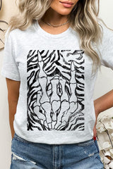 US3001-E3177 Skeleton Hands Zebra Graphic Tee $12.5