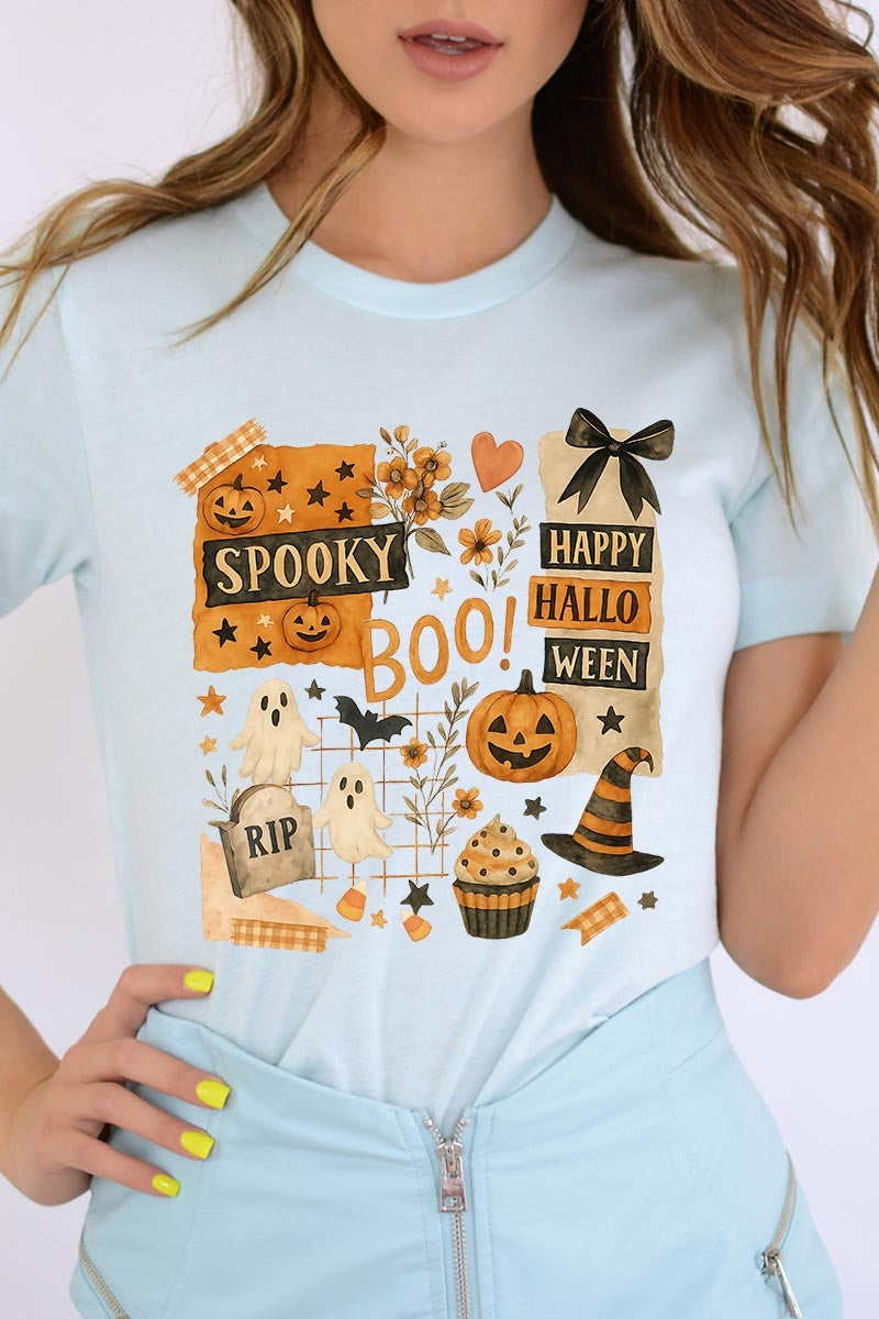US3001-E3084 Halloween collage Graphic Tee $12.5