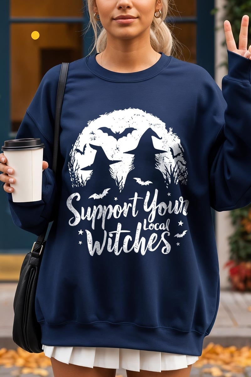 UL180P-E3161 Local Witches Halloween Graphic Plus Sweatshirt $25