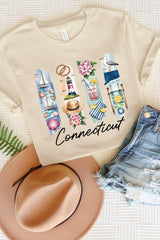 US3001-E3061CT Connecticut State Brushstroke Graphic Tee $12.5