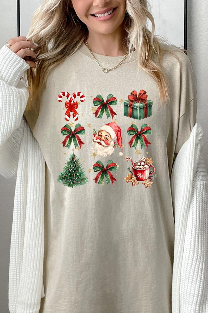 5000-E3217 Santa Gifts & Bows Christmas Graphic Heavy Cotton Tee $9