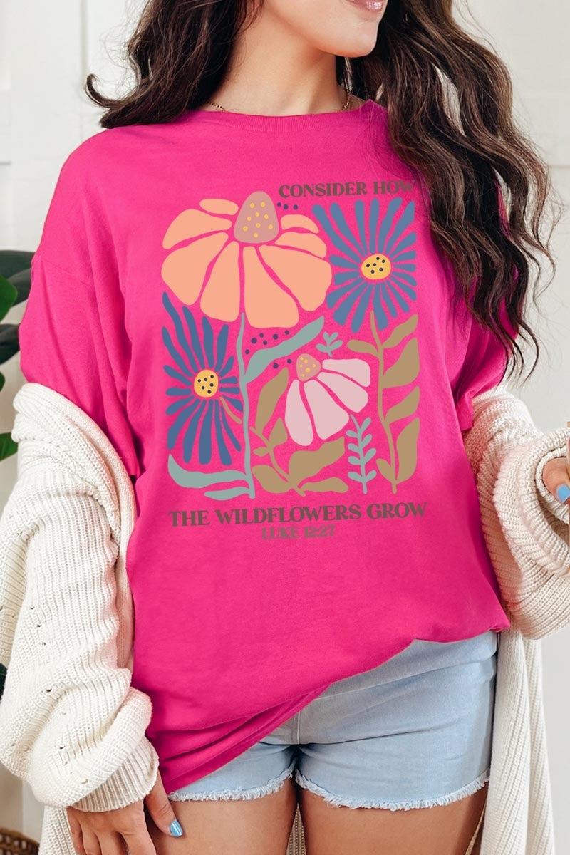 5000-E3067 Consider the Wildflowers Graphic Heavy Cotton Tee $9