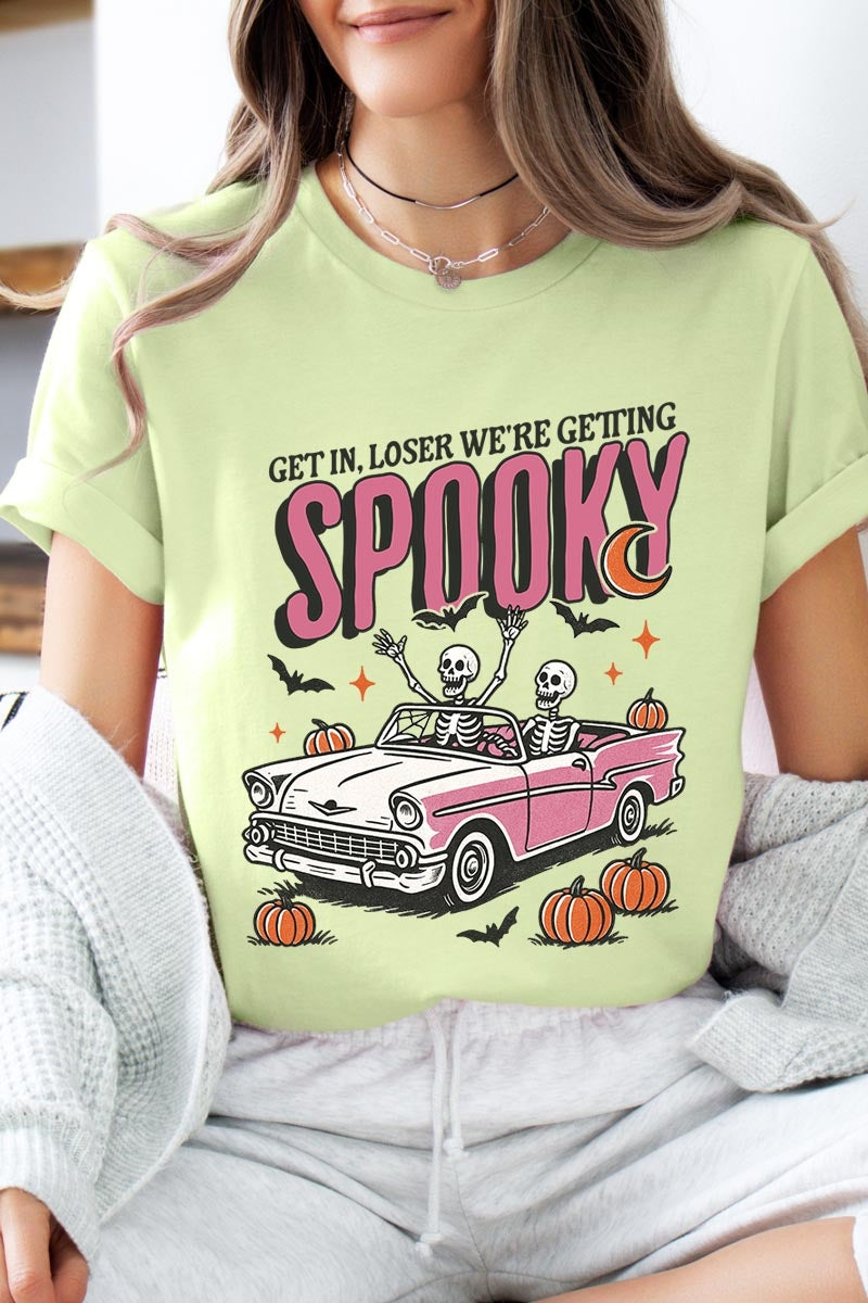 US3001-E3142 Spooky Skeleton Graphic Tee $12.5