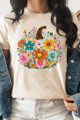 US3001P-E3118 Floral Pumpkin Graphic Plus Tee $16