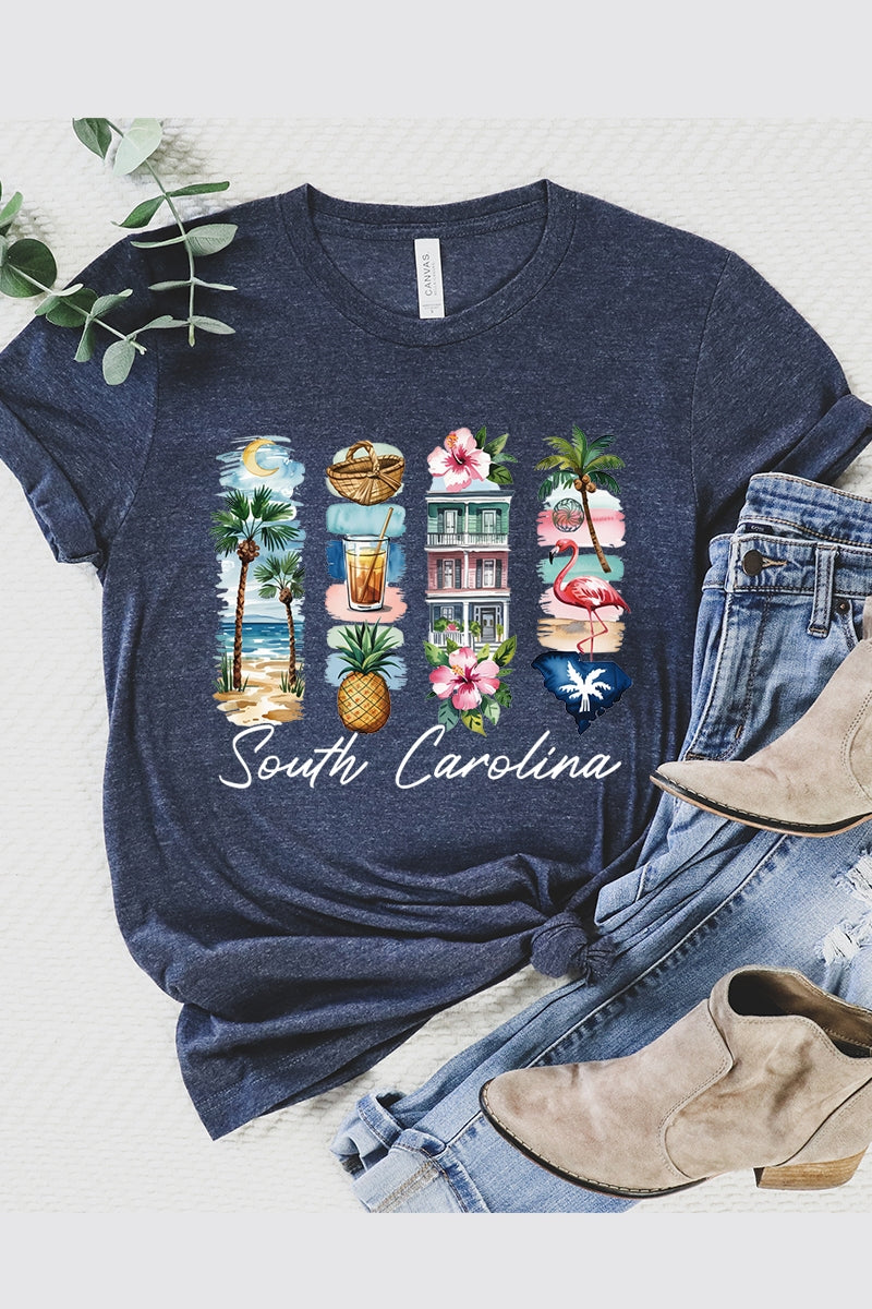 US3001P-E3061SC South Carolina State Brushstroke Graphic Plus Tee $16