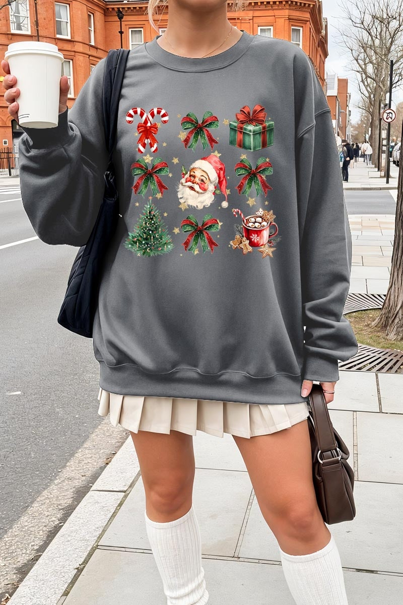 UL180-E3217 Santa Gifts & Bows Christmas Graphic Sweatshirt $20