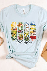 US3001-E3061NE Nebraska State Brushstroke Graphic Tee $12.5