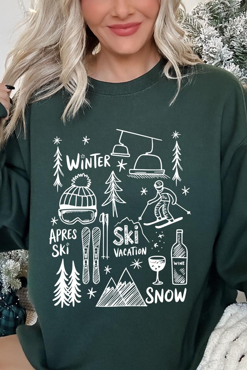 UL180-E3188 Ski Doodle Graphic Sweatshirt $20