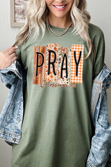 5000P-E3166 Pray Fall Christian Graphic Plus Heavy Cotton Tee $12.75