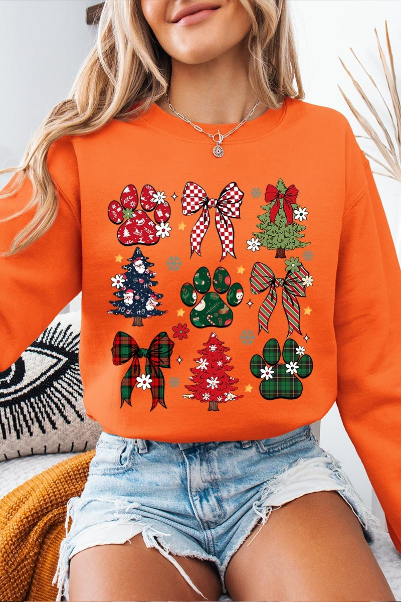 UL180-E3195 Christmas Bow Paw Graphic Sweatshirt $20