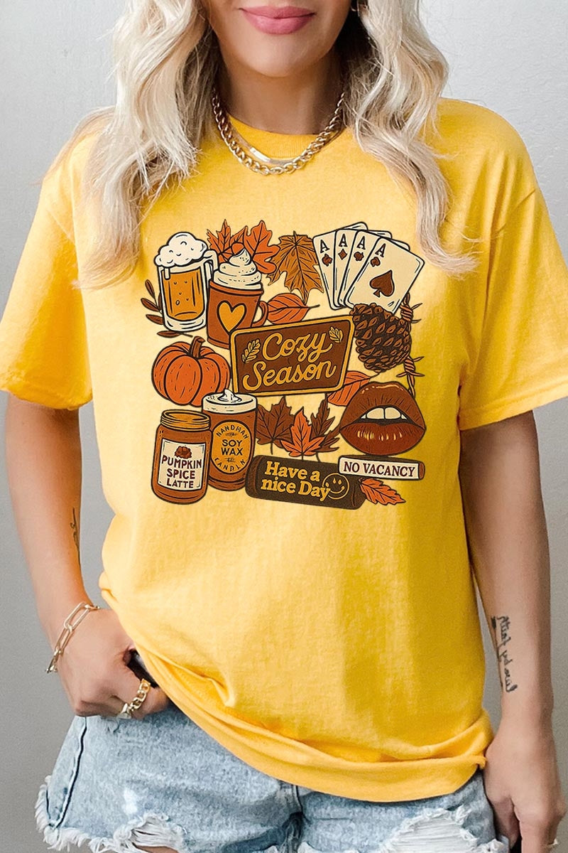 5000-E3119 Retro Fall Collage Graphic Heavy Cotton Tee $9
