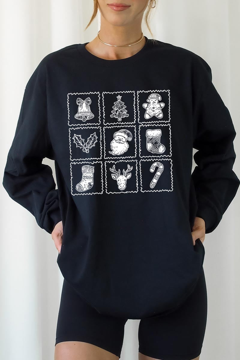 UL240P-E3215 Christmas Icons Graphic Plus Long Sleeve Tee $17