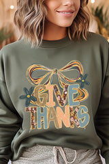 UL180-E3154 Give Thanks Bow Graphic Sweatshirt $20