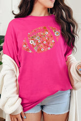 5000-E3133 Floral Football Graphic Heavy Cotton Tee $9