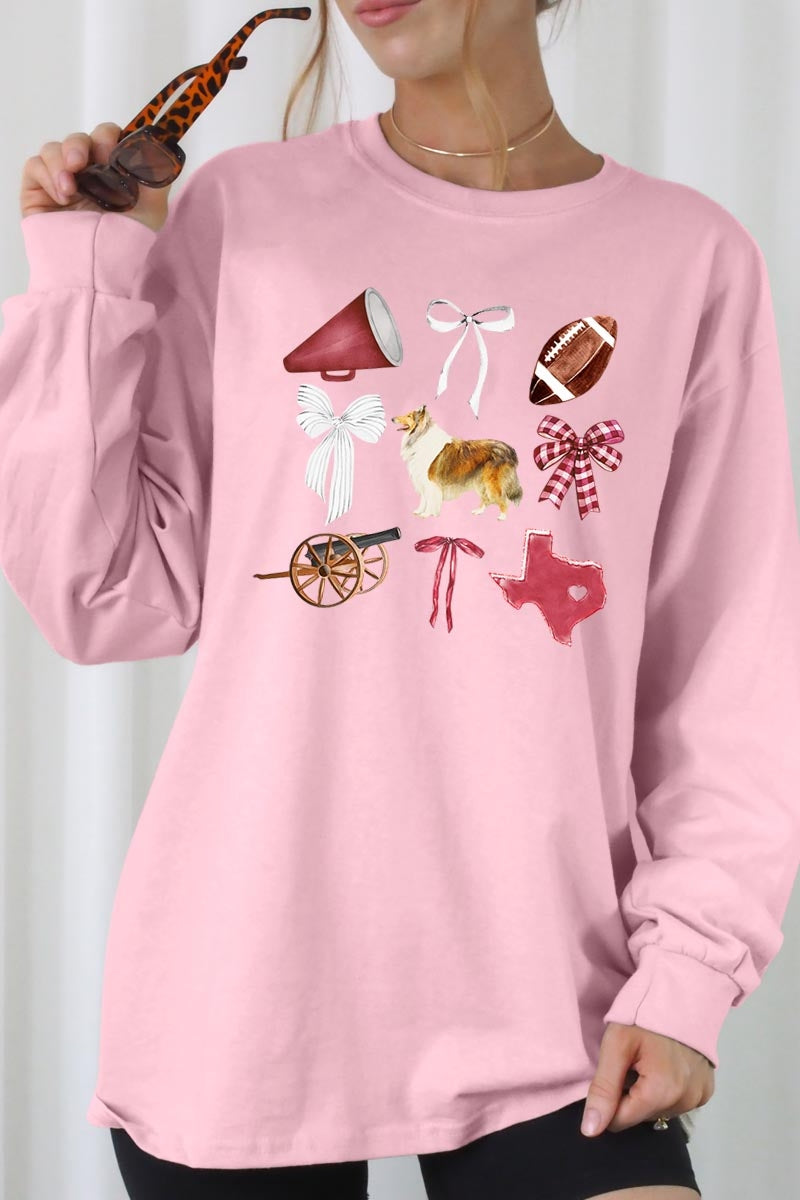 UL240-E3079 Texas Football Graphic Long Sleeve Tee $13.75