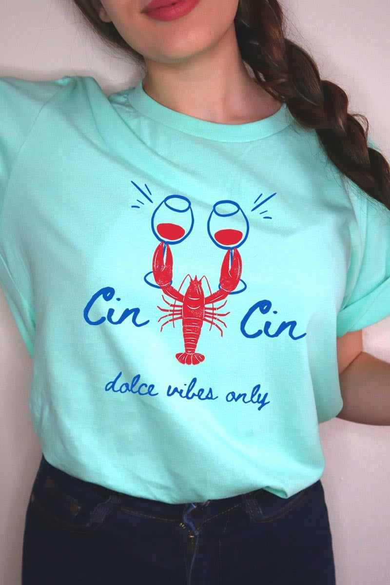 US3001-E3069 Cin Cin Lobster Celebration Graphic Tee $12.5