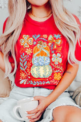US3001P-E3153 Floral Pumpkin Stack Graphic Plus Tee $16