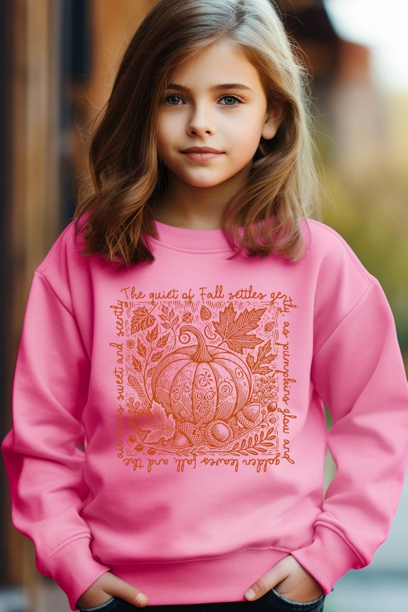 UL180B-E3112Z Fall Pumpkin Botanical Kids Graphic Sweatshirt $20