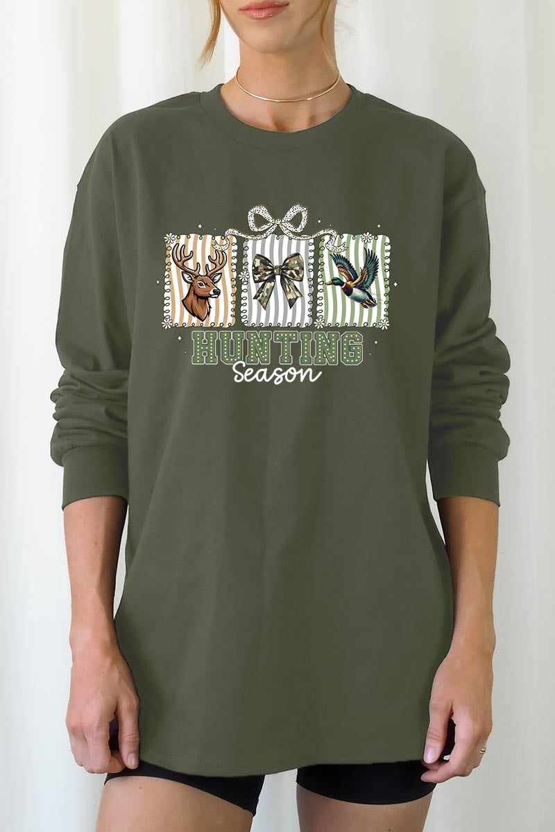 UL240P-E3192 Deer & Duck Hunting Season Graphic Plus Long Sleeve Tee $17