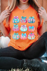 US3001P-E3137 Coquette Pumpkin Graphic Plus Tee $16