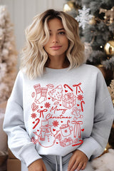 UL180-E3181 Christmas Doodle Graphic Sweatshirt $20