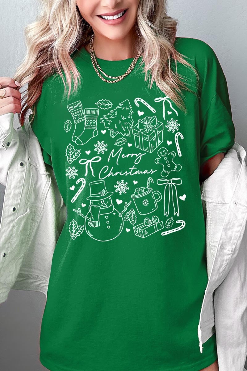 5000-E3181 Christmas Doodle Graphic Heavy Cotton Tee $9