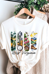 US3001P-E3061WV West Virginia State Brushstroke Graphic Plus Tee $16