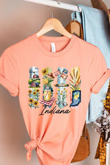 US3001P-E3061IN Indiana State Brushstroke Graphic Plus Tee $16