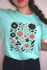 US3001P-E3178 Fall Floral Garden Graphic Plus Tee $16