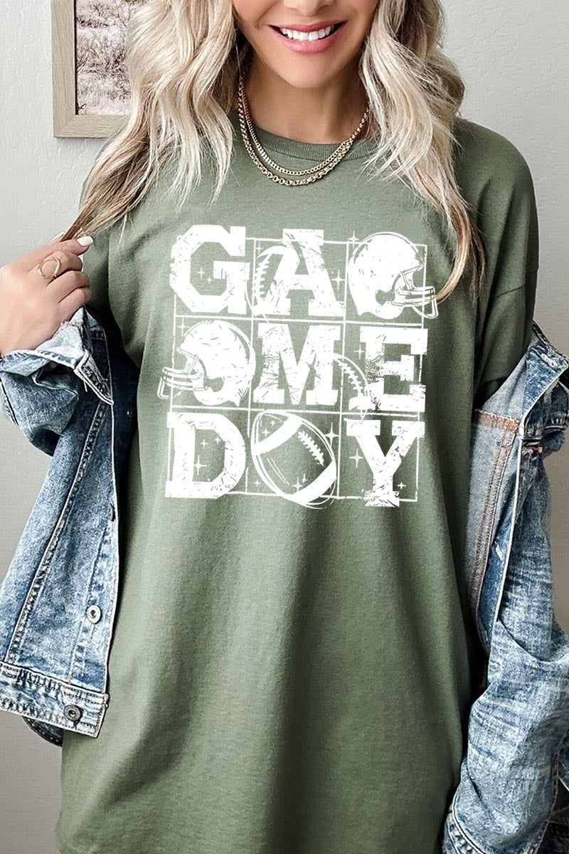 5000P-E3073 Distressed Game Day Graphic Plus Heavy Cotton Tee $12.75