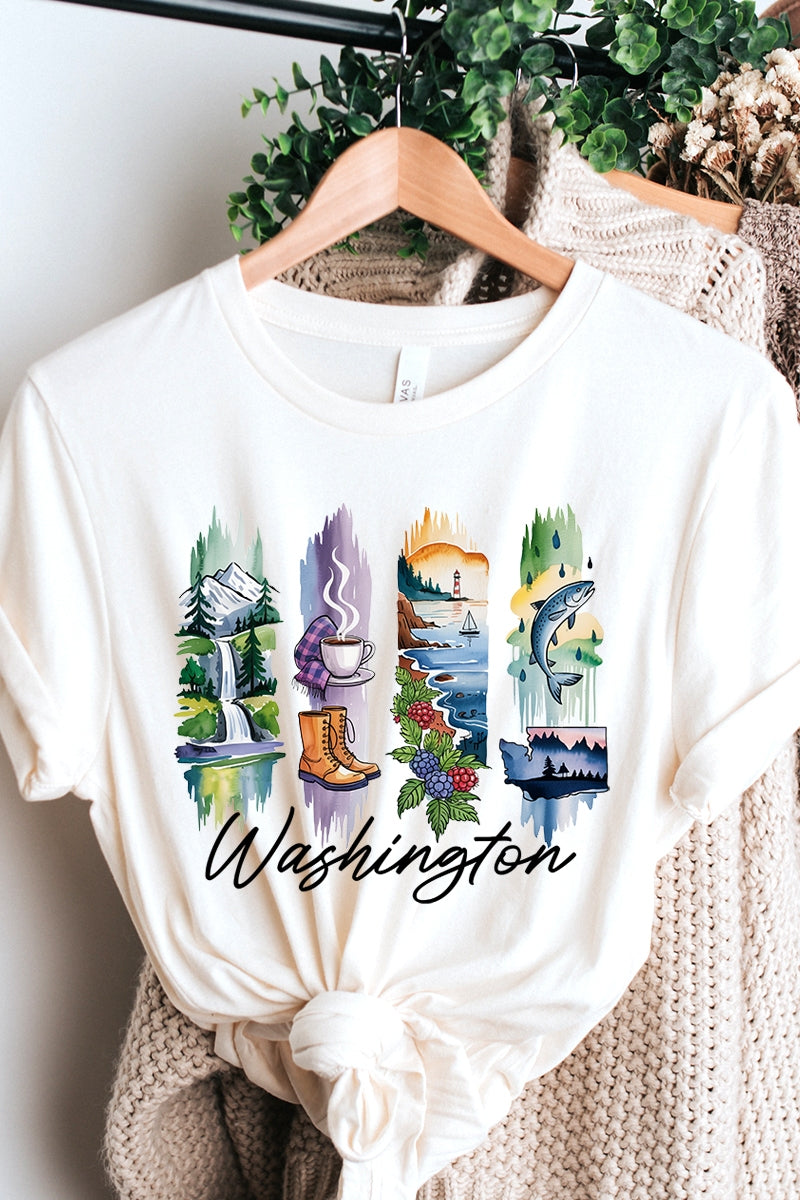 US3001-E3061WA Washington State Brushstroke Graphic Tee $12.5