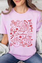 US3001P-E3181 Christmas Doodle Graphic Plus Tee $16