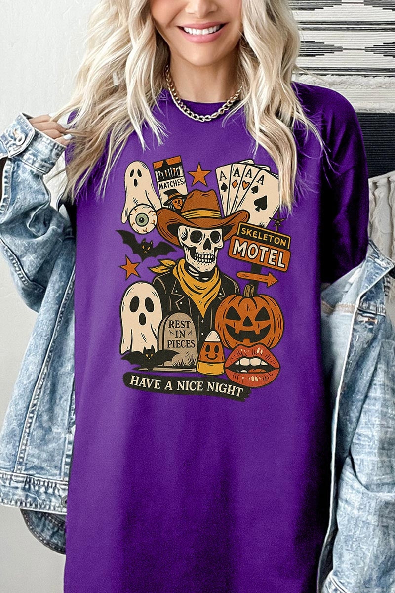 5000-E3107 Spooky Western Skeleton Graphic Heavy Cotton Tee $9