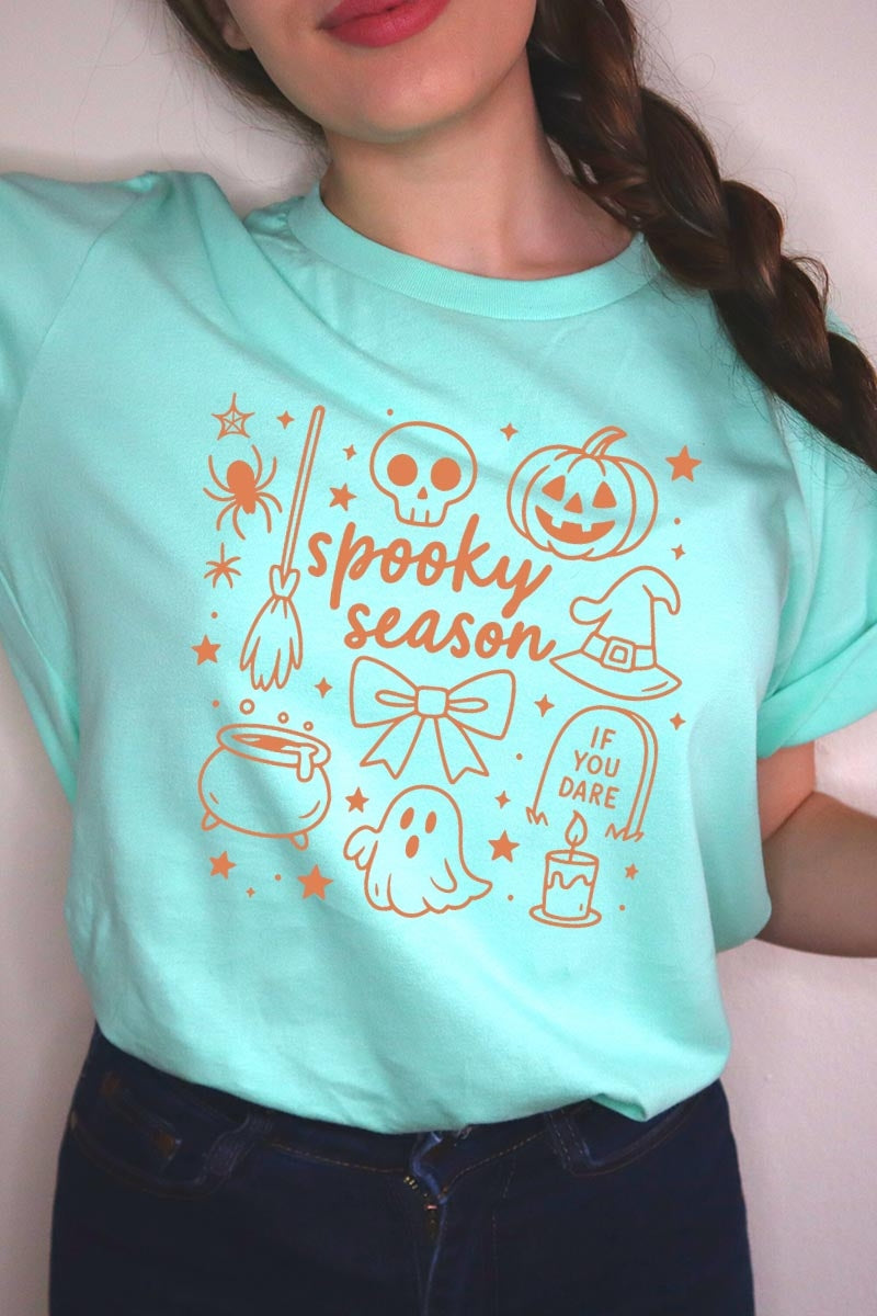 US3001-E3141 Halloween Doodle Graphic Tee $12.5