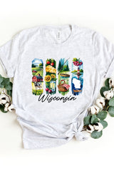 US3001-E3061WI Wisconsin State Brushstroke Graphic Tee $12.5