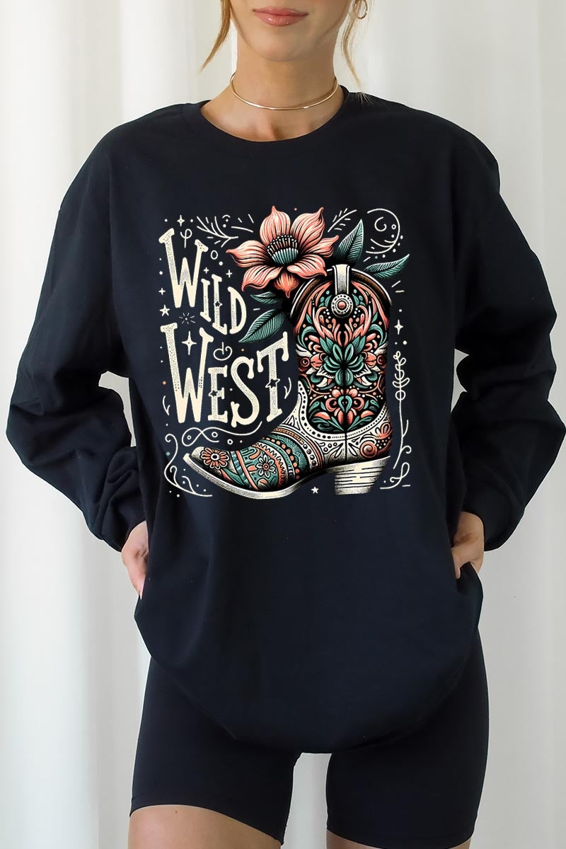 UL240P-E3100 Wild West Cowgirl Boot Plus Long Sleeve Tee $17