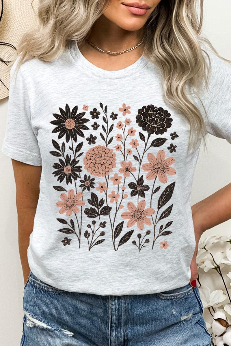 US3001P-E3178 Fall Floral Garden Graphic Plus Tee $16