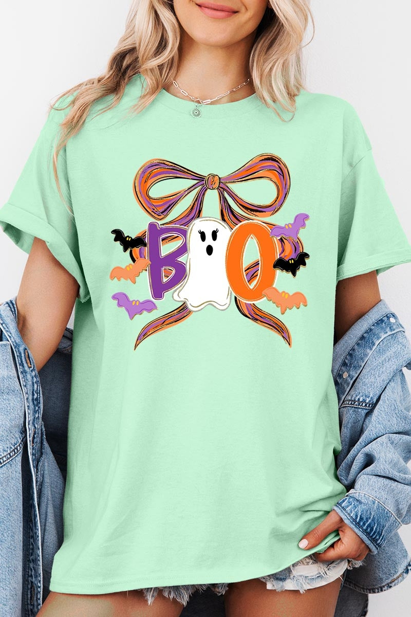5000P-E3120 Boo Brushstroke Bow Graphic Plus Heavy Cotton Tee $12.75