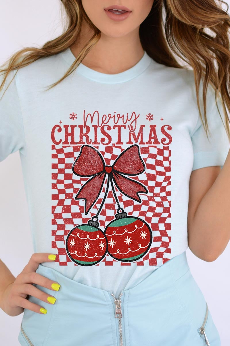 US3001P-E3196 Cherry Ornament Christmas Graphic Plus Tee $16