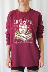 UL240-E3205 Dear Santa Books Graphic Long Sleeve Tee $13.75