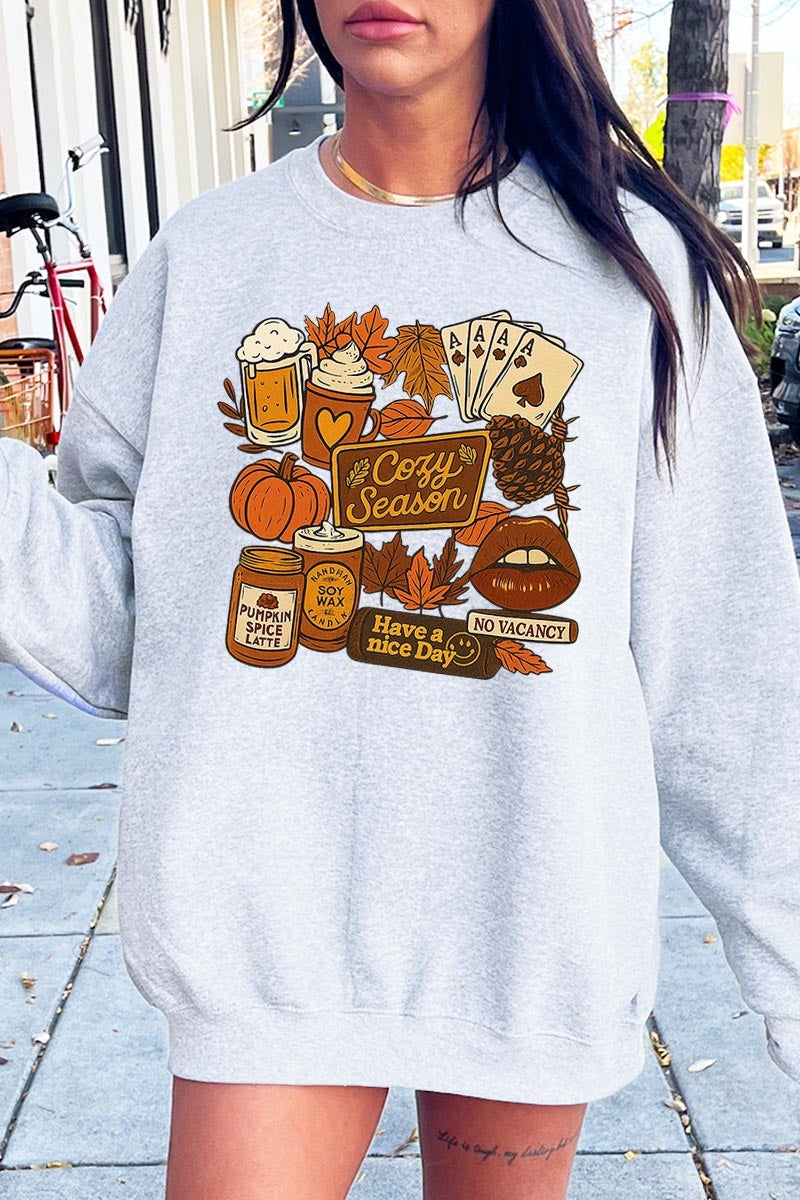 UL180-E3119 Retro Fall Collage Graphic Sweatshirt $20