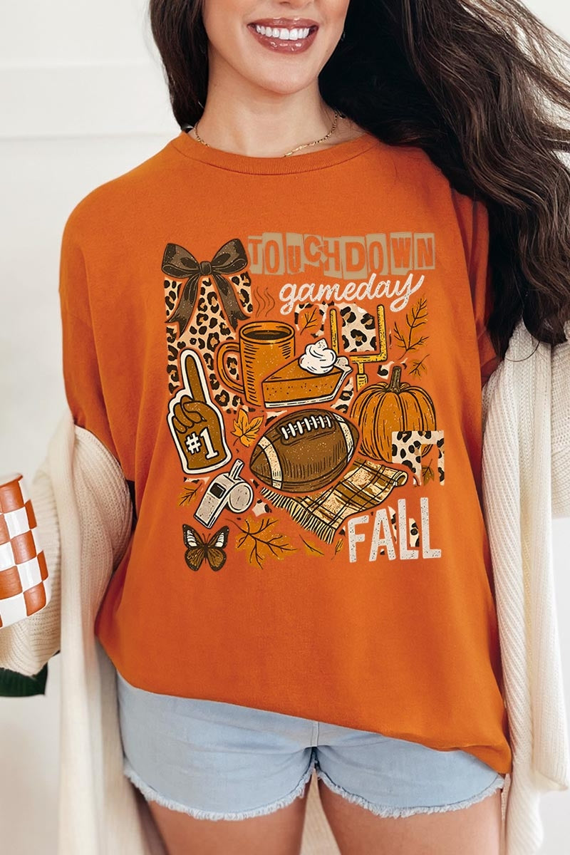 5000-E3134 Fall Football Collage Graphic Heavy Cotton Tee $9