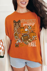 5000-E3134 Fall Football Collage Graphic Heavy Cotton Tee $9