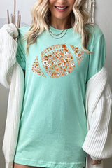 US3001-E3133 Floral Football Graphic Tee $12.5